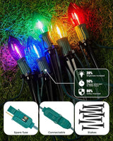 C9 Christmas Lights Outdoor, 2 Packs Total 51.4 Ft Christmas Pathway Lights with 40 LED Bulbs and Stakes, Outdoor | Lumora