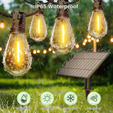 150FT Solar String Lights Outdoor with Remote, USB, Timer & 62 Shatterproof Bulbs, 2200K Soft Warm White, Dimmable | Lumora