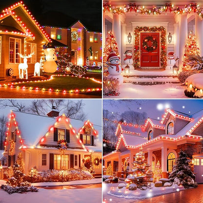 Brightown C9 LED Christmas String Lights, 2 Pack Total 132ft 200LED Outdoor Lights String, Plug-in Connectable Waterproof Roofline Lights String for Outside Yard Christmas Holiday Decor