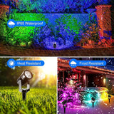 T-SUNUS RGB Solar Spot Lights Christmas, Metal Color Changing Landscape Spotlights IP65 Waterproof Spotlight 2-IN-1 | Lumora