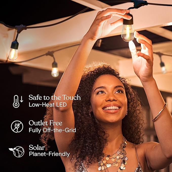 Brightech Ambience Pro 27 Ft Solar Powered Outdoor String Lights - Commercial Grade Waterproof Patio Lights with | Lumora