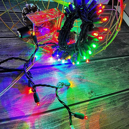 Christmas String Light 50 Multi-Colored 5mm LED Mini Christmas Light, 120V UL, Plug in Halloween Light Set 17ft Green Wire Connectable for Outdoor and Indoor Xmas Tree Wedding Party Decor