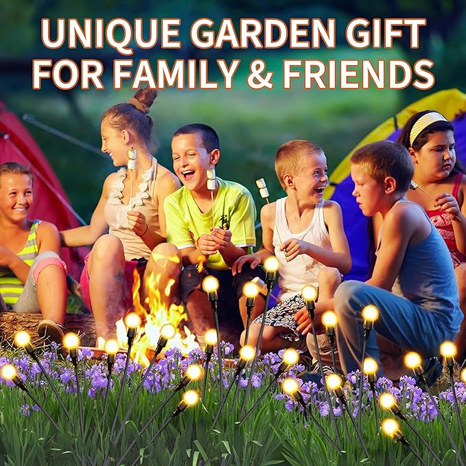 YAKii Solar Garden Lights Outdoor Waterproof, 4 Packs 32LED Firefly Swaying Light,Upgraded Outdoor Decor Lights for Yard Patio Pathway Lawn, Unique Gifts for Women Christmas Decoration,Warm White