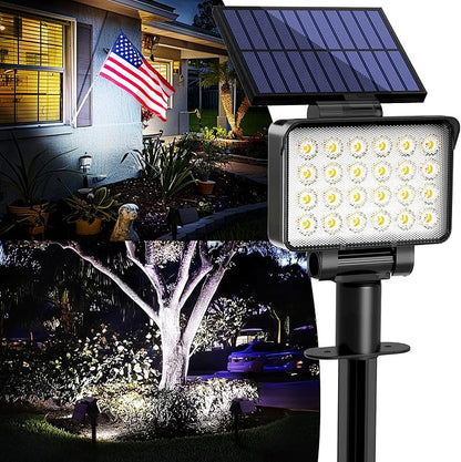 Solar Spot Lights Outdoor Waterproof for Flag, Tree, House, Garden, Yard, 3 Brightness Modes Solar Powered Landscape Spotlights 1 Pack Cool White