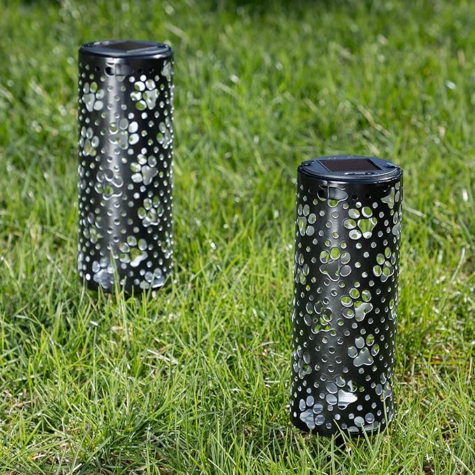 GreaterGood Paw Prints Solar Pathway Lights - Set of 2 Yard Lighting Outdoor Pet Lover’s Garden Décor (Paw Prints)