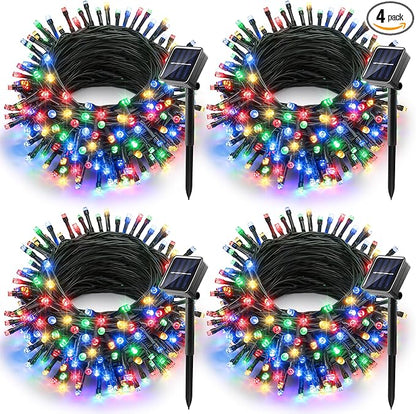 Joomer Solar Christmas Lights Outdoor, 4 Pack Total 156FT 400LED 8 Lighting Modes Solar String Light Waterproof Fairy Tree Lighted for Garden Yard Patio Christmas Decoration (Multicolor)