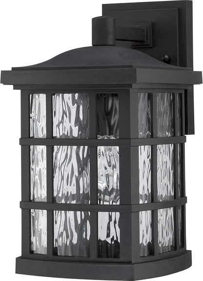 Quoizel Stonington Outdoor Wall Lantern, Coastal Armour 13 Inch 1-Light Mystic Black Vintage Wall Sconce, Clear Water Glass, 100W, Decorative Outside Lights for Patio, Porch, Garage or Yard