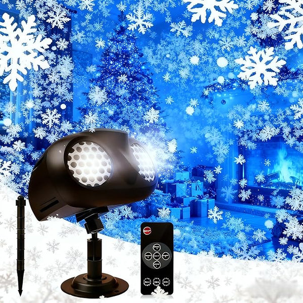 Christmas Projector Lights Outdoor, Dual Head Dynamic Snowflake Projector with RF Remote & Timer, IP65 Waterproof | Lumora