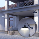14in. Satin Black Outdoor Gooseneck Barn Light Fixture With 22in. Long Extension Arm - Wall Sconce Farmhouse | Lumora