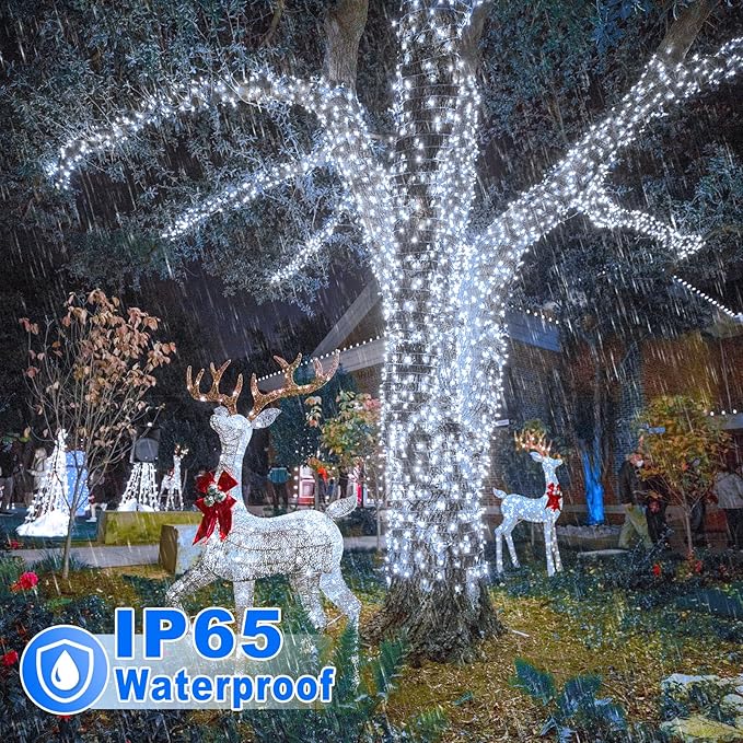 100FT 300 LED Christmas Lights Outdoor, White Christmas Tree Lights with 8 Modes Waterproof, Plug in Connectable | Lumora