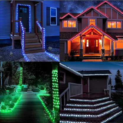 33FT Rope Lights Outdoor Color Changing, Warm White Rope Lighting 100 LED String Lights Plug in with Remote, 30 Colors Rope Light for Indoor Garden Patio Camping Room Landscape Tree Christmas Décor