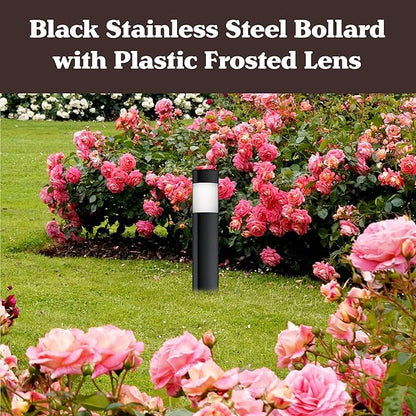 Pure Garden Solar Lights Outdoor Waterproof 6-Pack - 15â€ Stainless Steel Bollard Solar Pathway Lights - Stake Outdoor LED Lighting for Yard, Drive, Path or Landscape Lighting (Black)