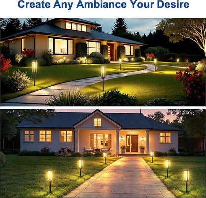 Solar Pathway Lights Outdoor,4 Pack Warm Garden Lights Solar Powered Waterproof IP65,Auto On/Off Outdoor Light for Lawn Patio Walkway Driveway Decor Landscape Lighting
