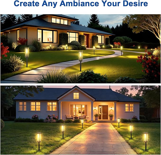 Solar Pathway Lights Outdoor,6 Pack Warm Garden Lights Solar Powered Waterproof IP65,Auto On/Off Outdoor Light for | Lumora
