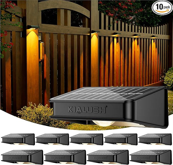 10 Pack Solar Fence Lights - 3 Modes, 9 Colors Outdoor Solar Lights, Waterproof IP 65, 35lm for Step, Stair, Deck | Lumora