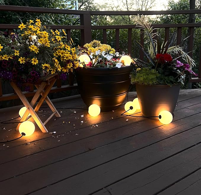 Brightech Orb Outdoor Indoor String Lights - Frosted Lantern LED String with 10 Weatherproof Globe Lights - Plug in Commercial Grade Light Strand for Patio, Porch, Garden, Café - 30 Ft, Black