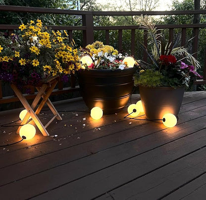 Brightech Orb Outdoor Indoor String Lights - Frosted Lantern LED String with 10 Weatherproof Globe Lights - Plug in Commercial Grade Light Strand for Patio, Porch, Garden, Café - 30 Ft, Black