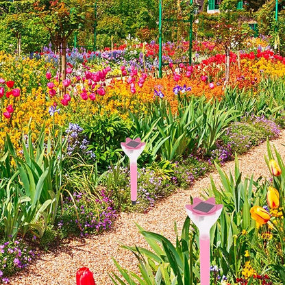 BESPORTBLE 2pcs Solar Pathway Lights Pink Solar Flower Garden Stakes Outdoor Decorative Lawn and Patio Powered Landscape Lighting