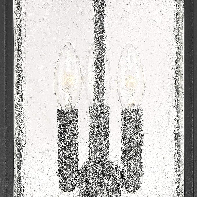 John Timberland Moray Bay Industrial Outdoor Wall Light Fixture Black Metal 24" Clear Seedy Glass Lantern Scroll Arm for Exterior House Porch Patio Outside Deck Garage Front Door Garden Home