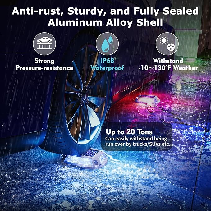 8Pack Aluminum Alloy Solar Driveway Lights, IP68 Solar Deck Light Marine Dock Lights Outdoor Waterproof | Lumora