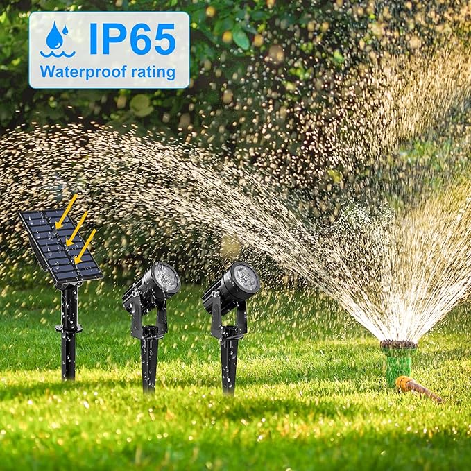 Solar Spot Lights Outdoor, 2-in-1 Solar Landscape Spotlights IP65 Waterproof 9.8ft Cable,Auto On/Off Outdoor Wall | Lumora