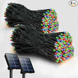 2 Pack Solar Christmas Lights Outdoor, 72FT 200 LED Solar String Lights with 8 Lighting Modes, IP65 Waterproof | Lumora