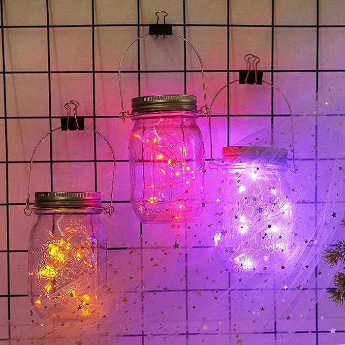 Decorman Solar Mason Jar Lid Lights, 6 Pack 20 LED Waterproof String Fairy Star Firefly Jar Lids Lights for Patio | Lumora