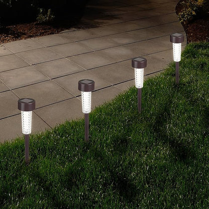Pure Garden Solar Powered Lights (Set of 6)- LED Outdoor Stake Spotlight Fixture for Gardens, Pathways, and Patios Bronze (Pack of 2)