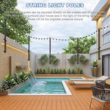 zoegi 6 Pack 5FT String Light Poles,Light Poles for Outside Lights with Fork,Outdoor Brackets Hanging Lights,Metal | Lumora