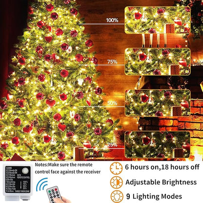 Haili Christmas Lights Outdoor,105FT 300 LED Color Changing Lights with Timer Remote, UL Certified 9 Lighting Modes for House Christmas Tree Halloween, Garden, Party, Wedding Decoration