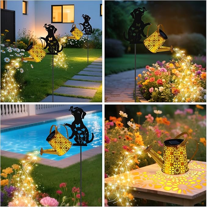 Solar Watering Can Lights, Dog Hanging Lantern Solar Lights Outdoor, Dog Lover Gifts for Mom Women Birthday | Lumora