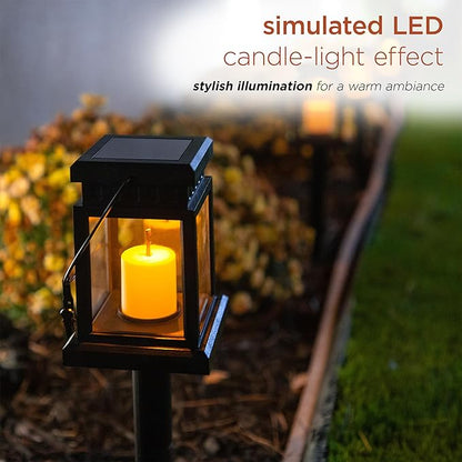 Alpine Corporation 19" Tall Outdoor Solar Powered Hanging or Stake Lanterns, Black (Set of 6)