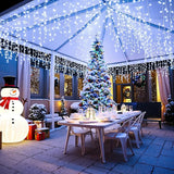 132ft Icicle Lights for Outside, 1280 LED White Christmas Lights Outdoor with 240 Twinkle Drops, 8 Modes Plug in | Lumora