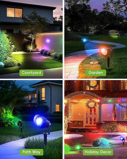 CORESLUX Christmas Smart Spot Lights Outdoor, Color Changing Warm White Landscape Lights with APP and Remote Control, Spotlight Waterproof for Garden Yard Patio Landscape