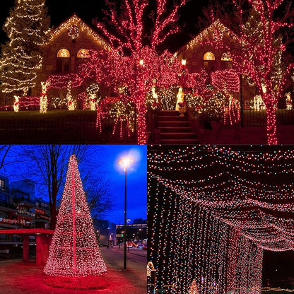 HOME LIGHTING 66ft Valentines Decorative Mini Lights, 200 LED Green Wire Christmas Fairy String Lights Plug in, 8 Lighting Modes, Waterproof for Indoor Outdoor Tree Wedding Party Decoration (Red)