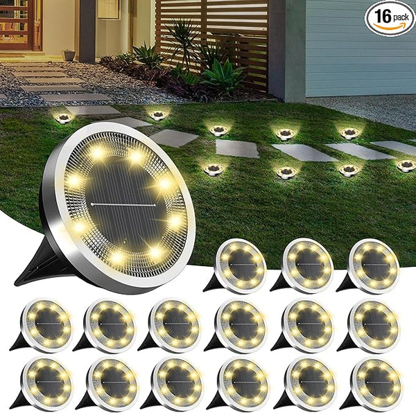 INCX Solar Ground Lights,16 Pack Solar Lights Outdoor Waterproof, Solar Garden Lights Landscape Lighting for Patio | Lumora