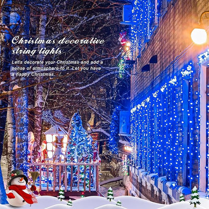 JMEXSUSS 150 LED Blue Christmas Lights Indoor Outdoor, Connectable 59 ft String Lights Plug in, 8 Modes Blue Twinkle Fairy Lights for Bedroom Patio Party Tree Christmas Decorations (Pack of 2)