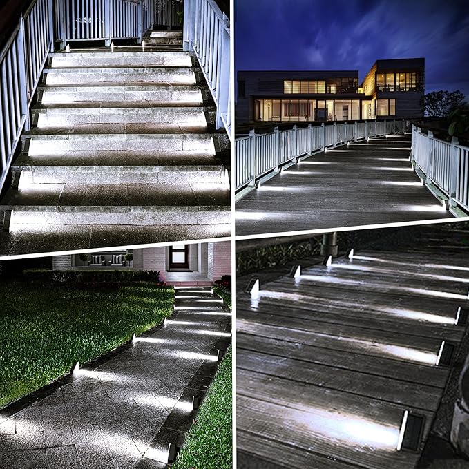 echosari 6 Pack Solar Step Lights for Outside, Ultra Bright Outdoor Stair Lights Auto ON/Off, 2835SMD LEDs Outdoor | Lumora