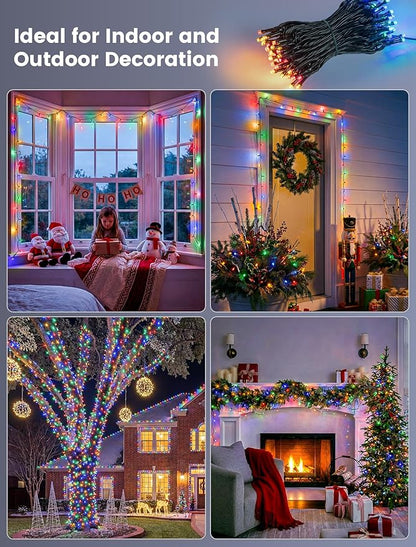 Hopolon String Lights Indoor Outdoor, 33 FT 100 LED Connectable Green Wire Twinkle Fairy Lights, Plug in Christmas Light Waterproof for Wedding Party Patio Spring Decor (Multicolor with Remote)