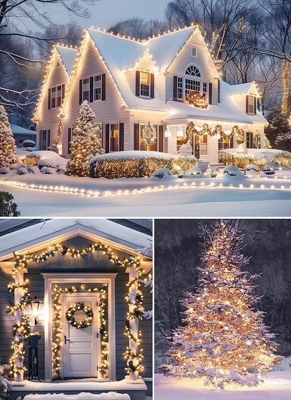 Brightown Outdoor Christmas Lights, 100 Ft C9 LED Commercial String Lights with Warm White Strawberry C9 Bulbs, Waterproof Connectable UL Certified C9 Lights for Indoor Home Yard Xmas Tree Decor