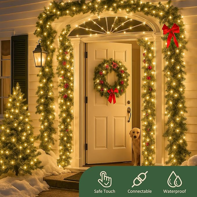 YOUNGAR 50 LED Christmas Lights,18ft Green Wire String Lights Outdoor,Warm White with Waterproof Connectable Light Mini Light Plug in for Indoor Outdoor Tree Patio Garden Xmas Decor