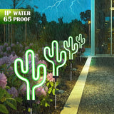 SunKite Cactus Solar Garden Stake Lights - Outdoor Waterproof Neon Lights for Garden, Yard, Lawn, Pathway, Patio | Lumora