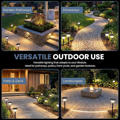Energizer Solar Outdoor Garden Lights - 10 Pack LED Driveway Solar Lights with 10 Lumen Output, Patterned Glass & Metal Finish, IP65 Waterproof & Easy to Install Garden Lights for Outside - Black
