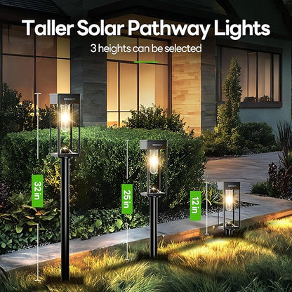3 Color in 1 Solar Pathway Lights Outdoor 8Pack + Modern Solar Pathway Lights Warm White 8Pack