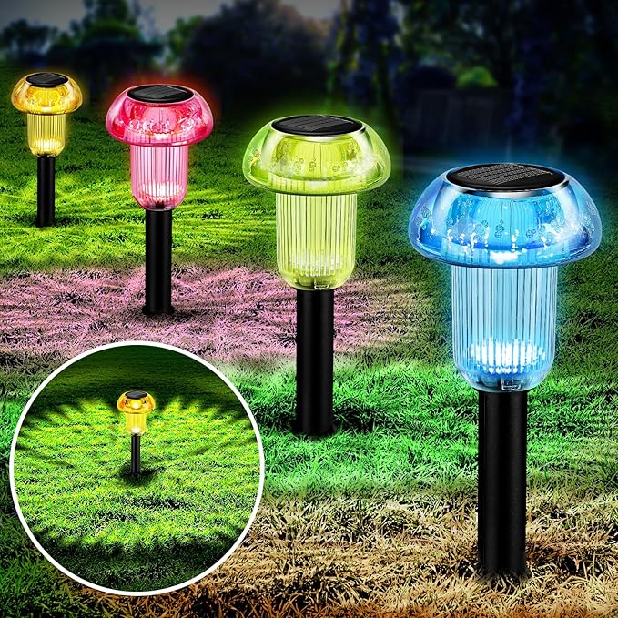 Solar Pathway Lights Outdoor 12 Packs, LED Driveway Light Solar Powered, Garden Decor, Mushroom SolarLights Outdoor Waterproof for Outside Yard, Sidewalk, Lawn, Patio, Landscape, Easter, Christmas