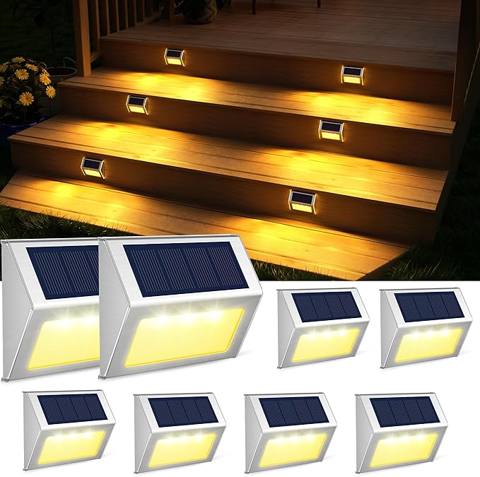 JSOT Solar Lights Outdoor for Deck,Waterproof Solar Powered Steps Light Outdoor Wireless LED Lamp Fence Lighting | Lumora