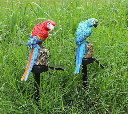 Ulalaza Outdoor Resin Solar Lights Red Parrot Shape Solar Powered LED Lamp Waterproof Garden Light Decoration for Walkway Path Landscape Lawn Yard