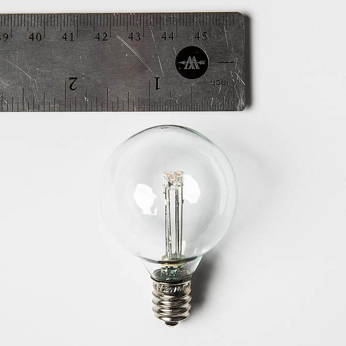 Hometown Evolution, Inc. G40 LED Warm White Outdoor Patio String Lights with 0.6 Watt Bulbs (G40 LED 3 Diode - White Wire, 10 ft)