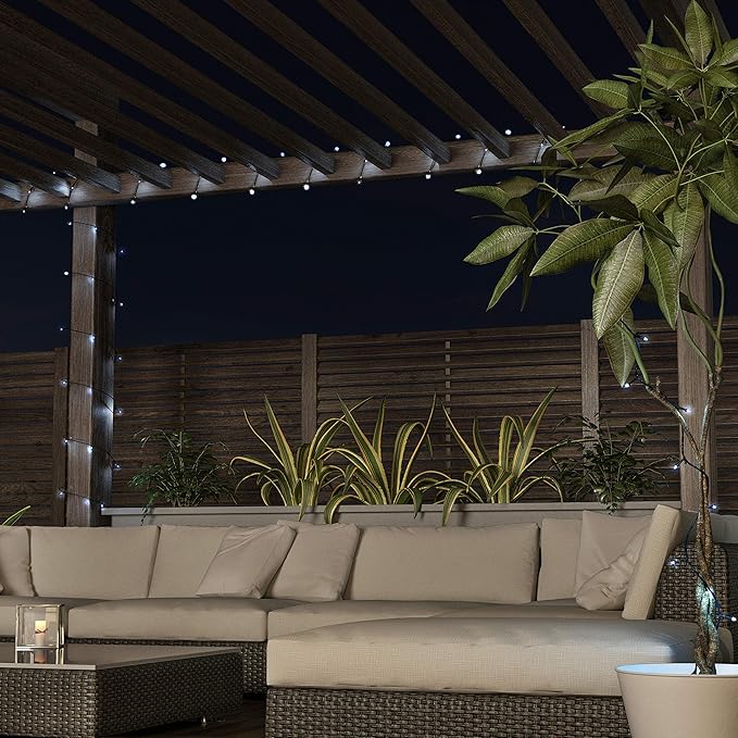 Pure Garden Solar Powered Outdoor String Lights - 200 LED Fairy Lights with Eight Light Modes - for Patio | Lumora