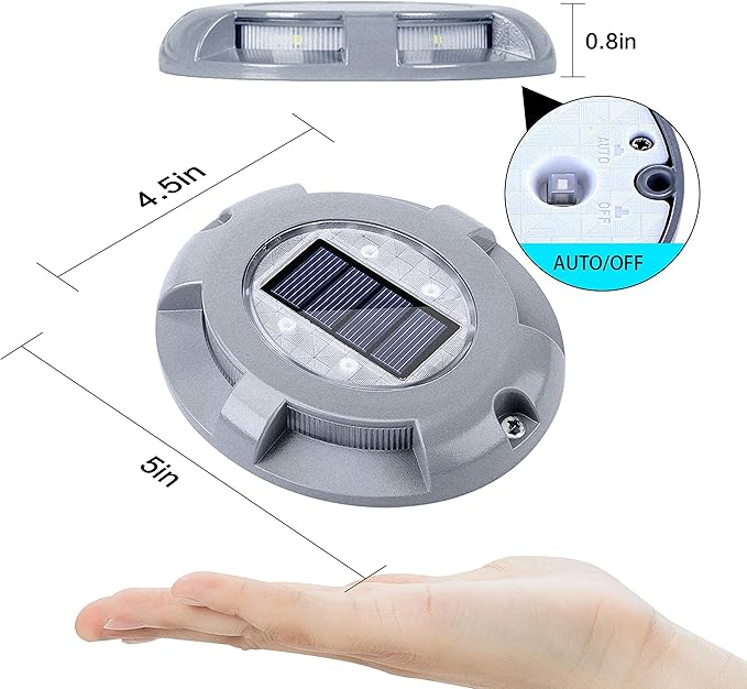 SIEDiNLAR Solar Deck Lights Driveway Dock LED Light Solar Powered Outdoor Waterproof Road Markers for Pathway Step | Lumora